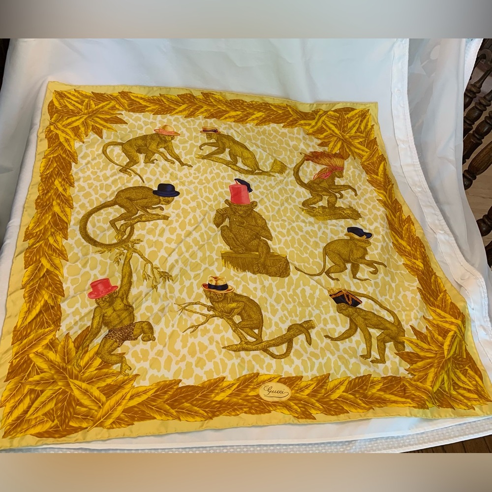 Original Gucci Monkey pattern 100% Silk Scarf